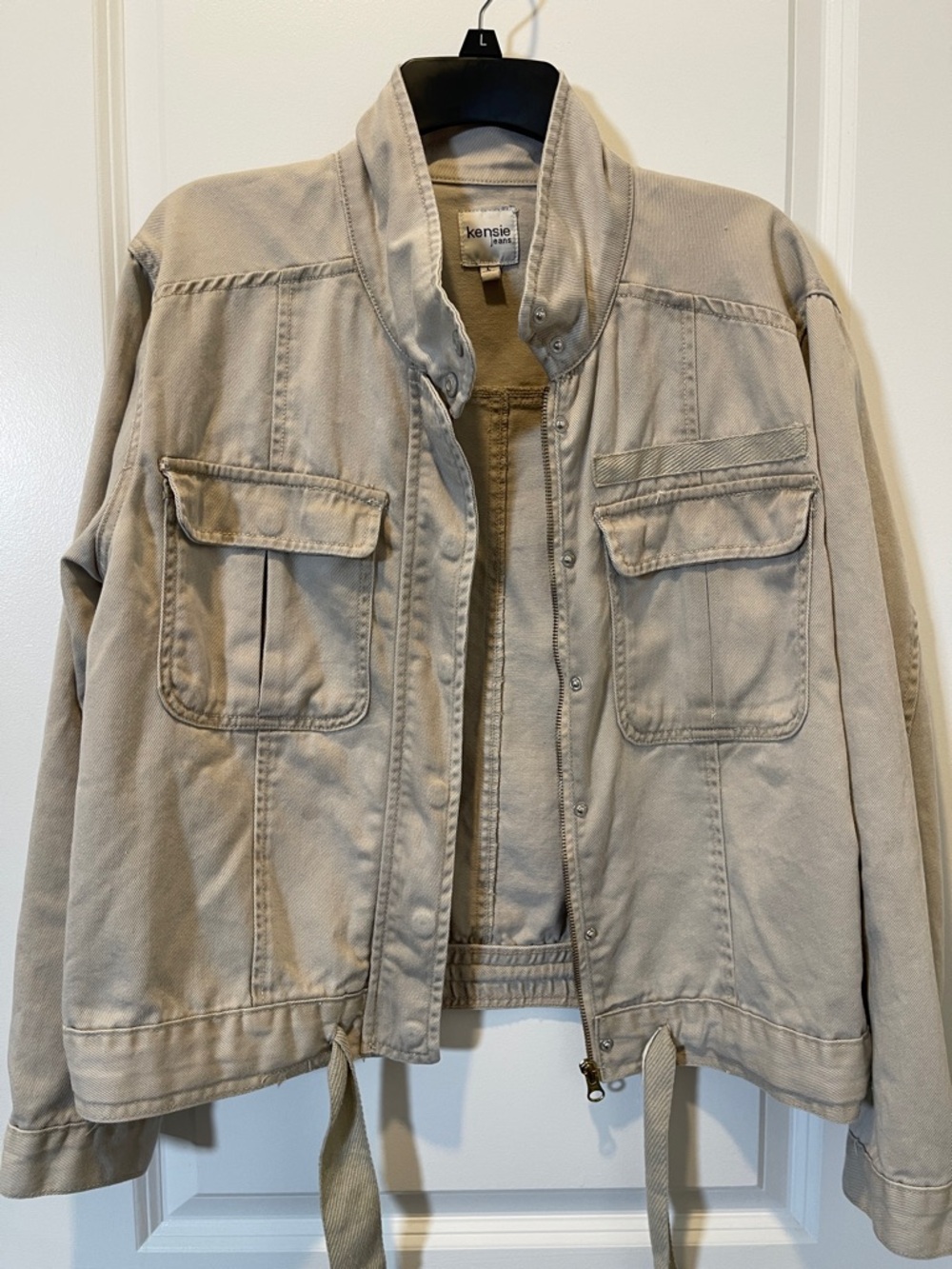 Kensie Beige Utility Drawstring Jacket - Picture 5 of 5